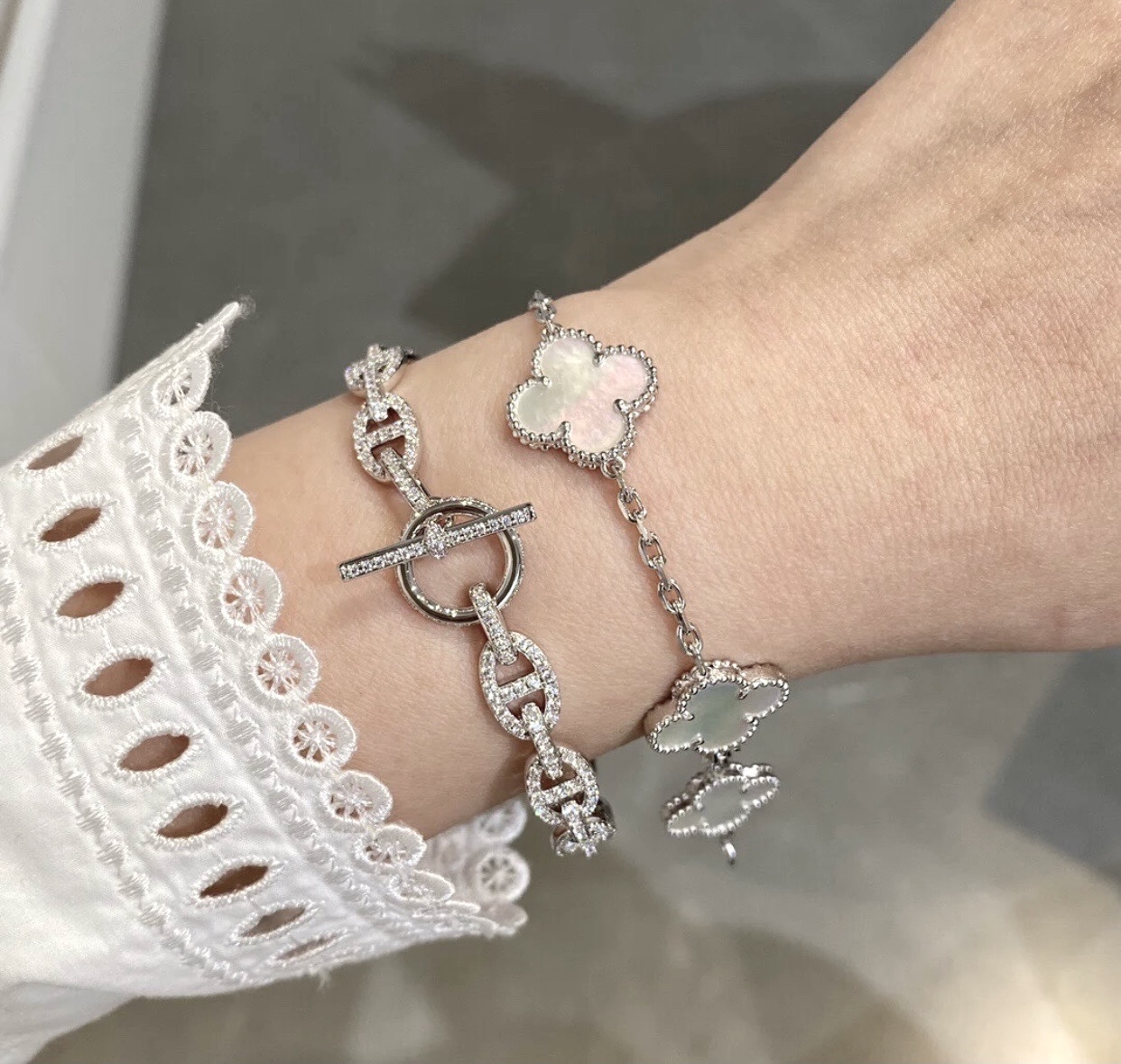 18k H”豬鼻滿鑽定製OT半鐲半鍊