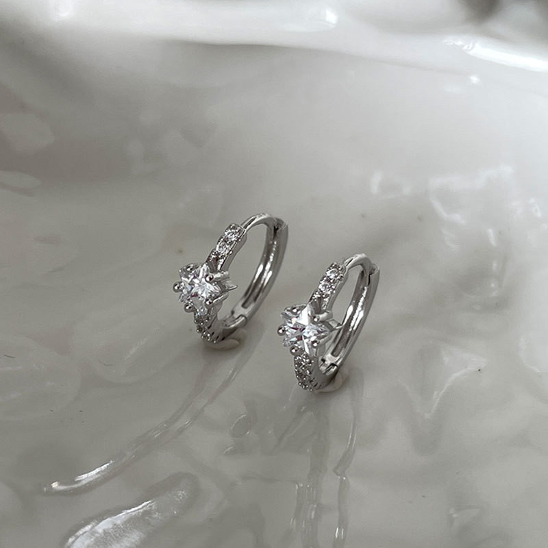 silver銀鑽星空耳釦釘