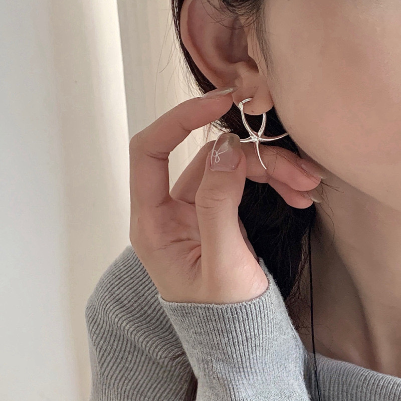 日落海沙銀海星 耳釦釘