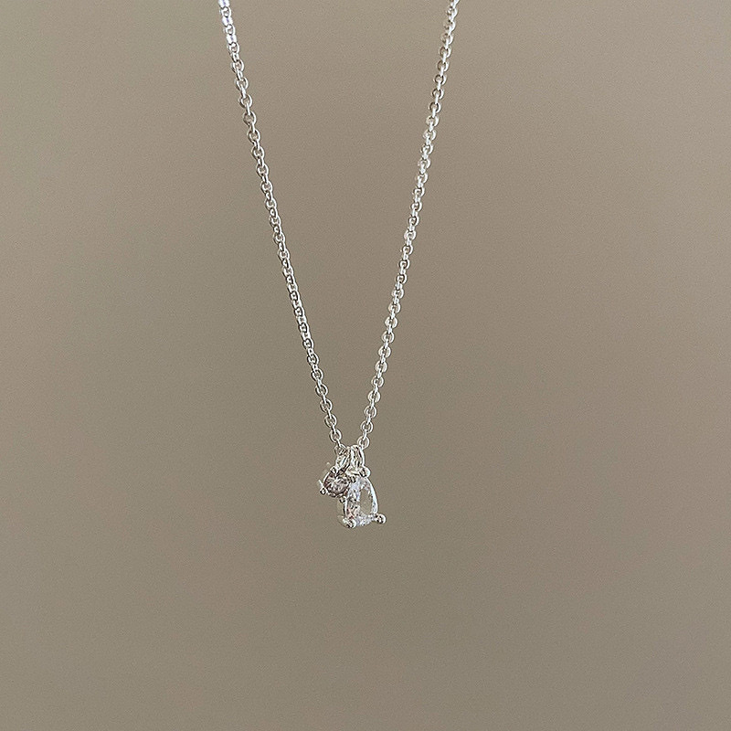 14k水滴銀方鑽 天使眼淚鎖骨鏈