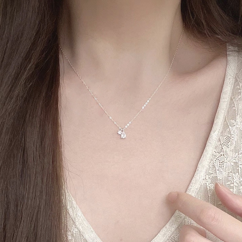 14k水滴銀方鑽 天使眼淚鎖骨鏈