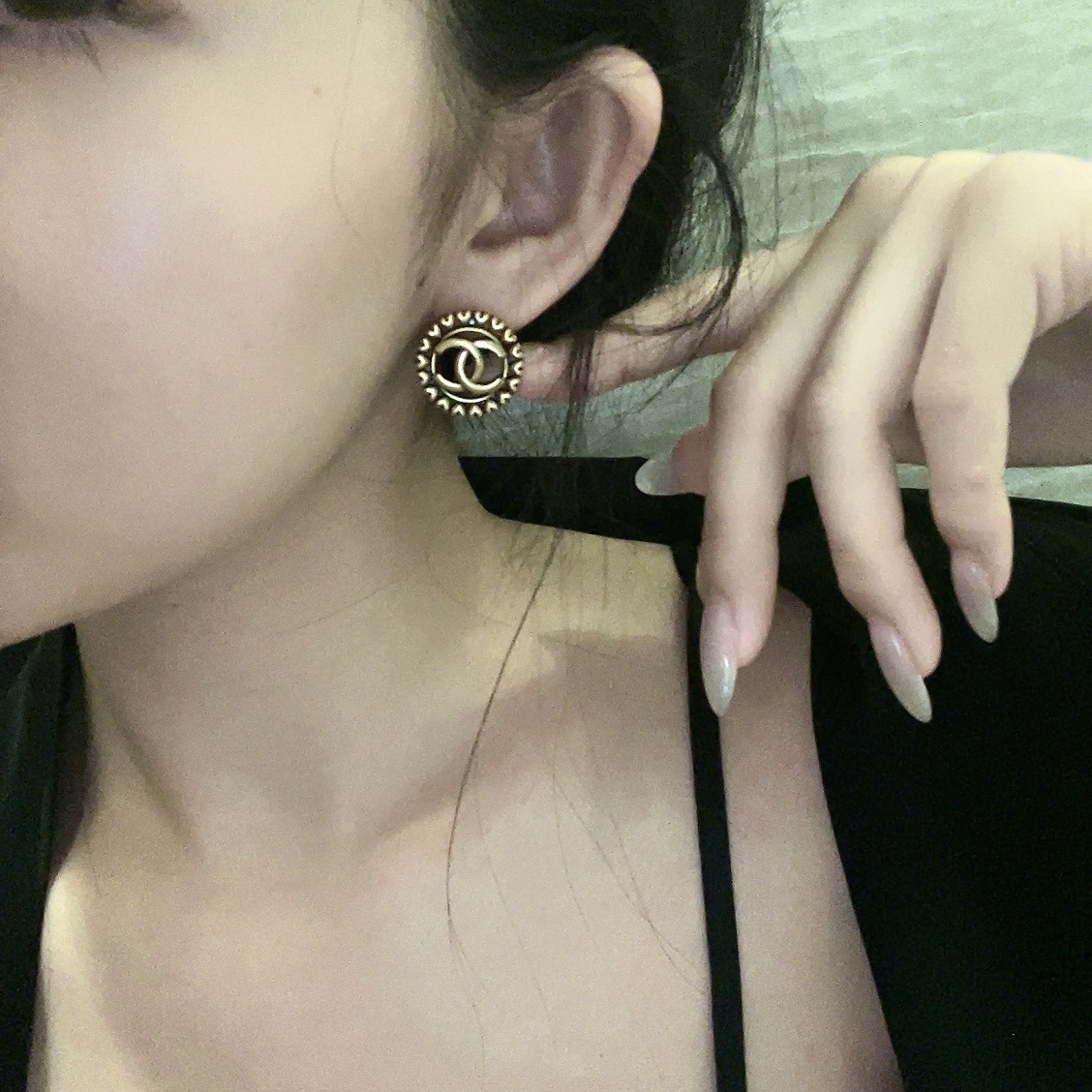 香奶奶雙c小愛心圈 古銅色翻玩圓耳釘