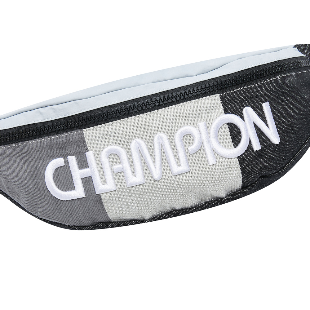 中性-C-LIFE 拼接刺繡腰包-灰黑（U4CACPU38P8）