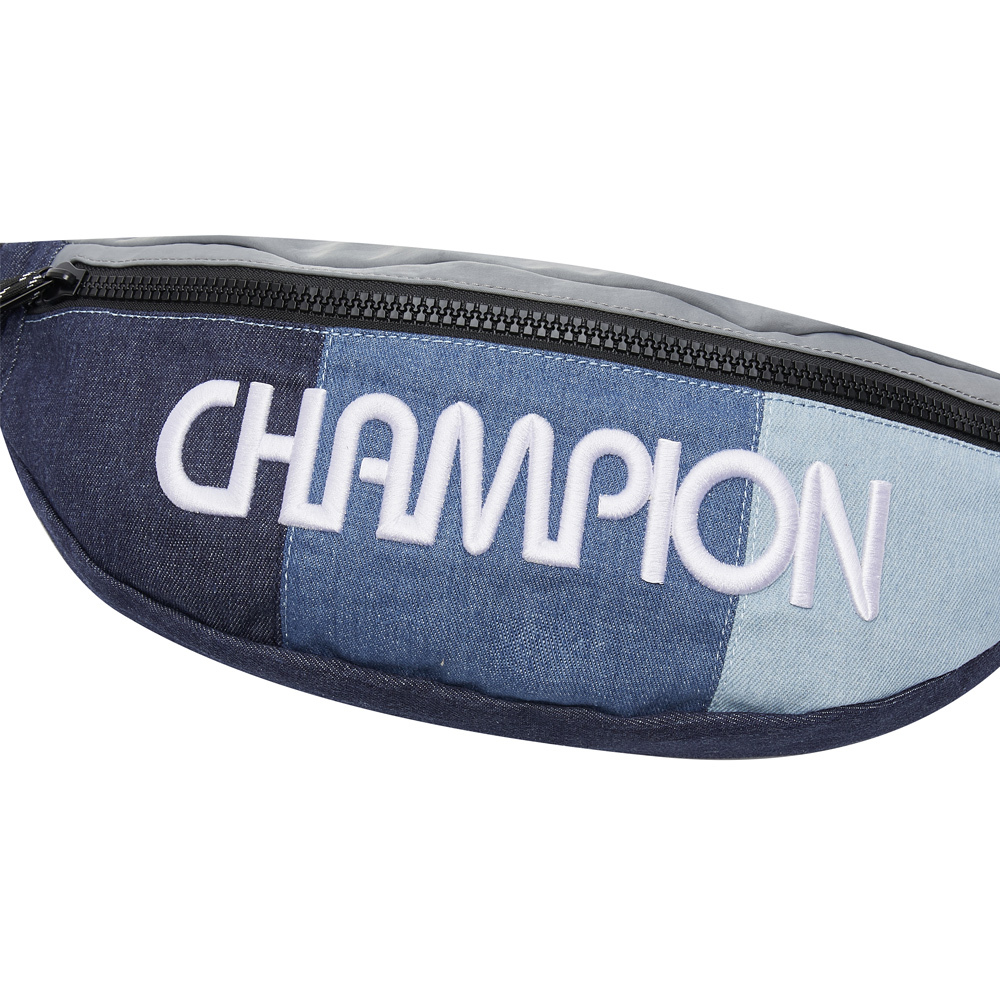 中性-C-LIFE 拼接刺繡腰包-丹寧（U4CACPU38M8）