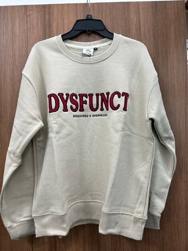[S] DYSFUNCT LOGO LETTERING EMBROIDERED SWEATSHIRT,CREAM, SDY105 (SDY105)