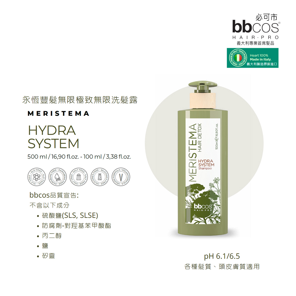 【義大利BBCOS必可市】永恆豐髮無限洗髮露500ml