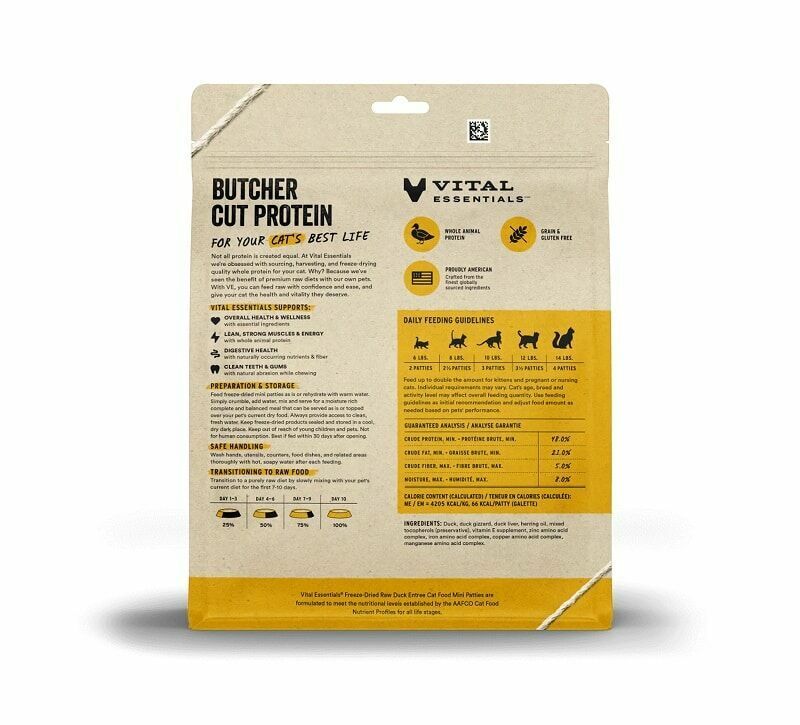 Vital Essentials 美國貓糧 - 凍乾脫水(迷你肉餅) - 鴨肉 (3.75oz/8oz)