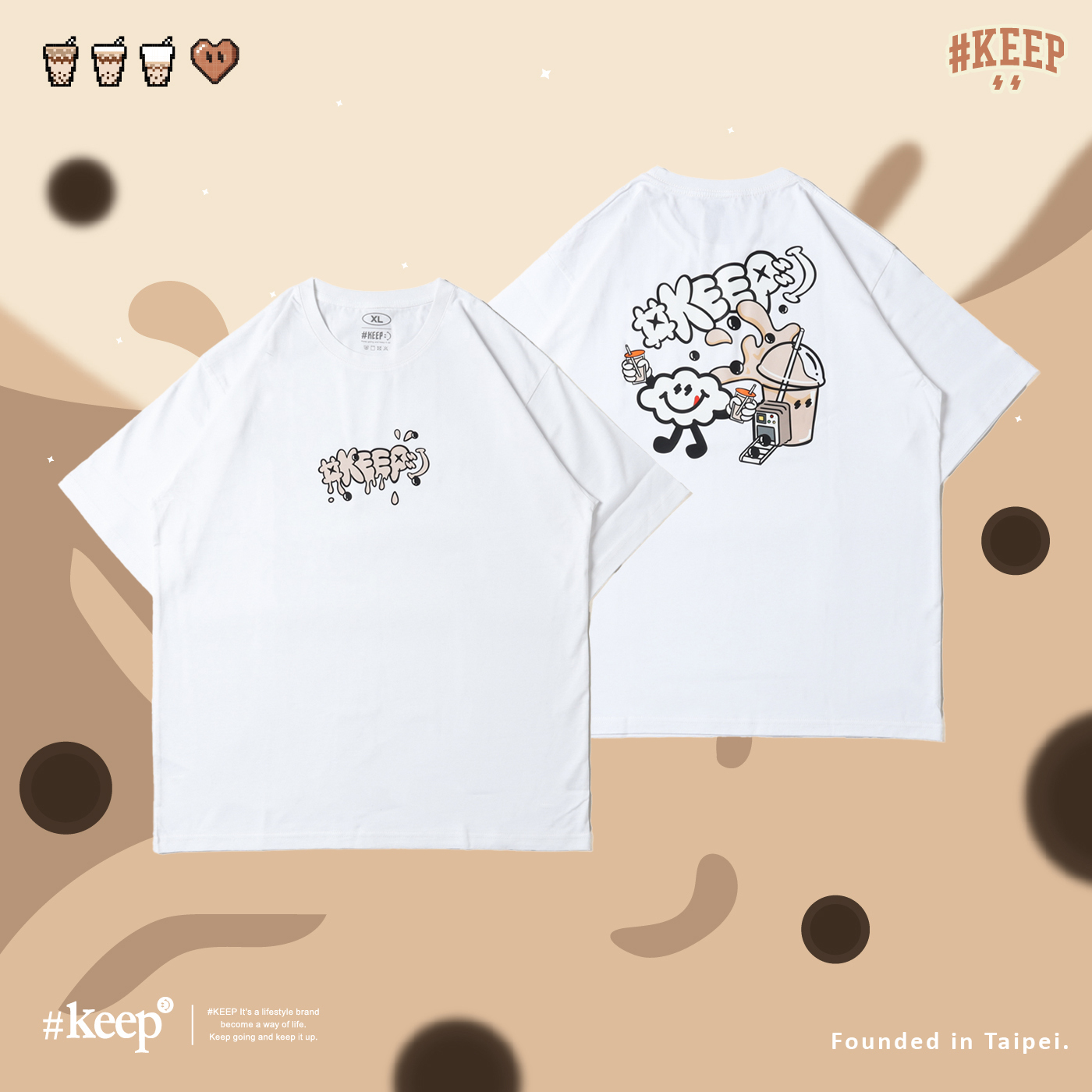 #KEEP BUBBLE TEA TEE 台灣限定 黑色 白色 珍珠奶茶 短TEE【KS235】
