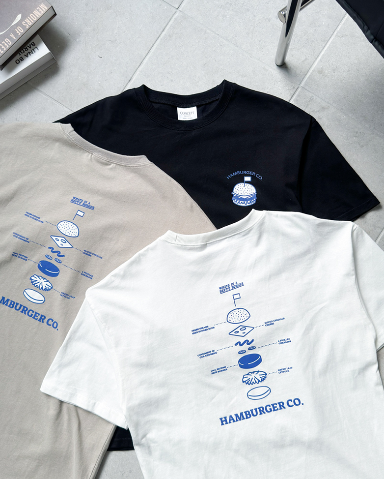 漢堡分解印花純棉短Tee