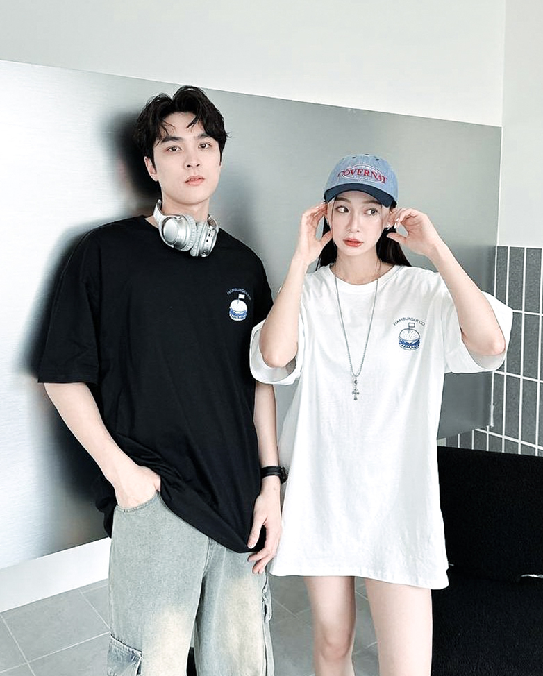 漢堡分解印花純棉短Tee