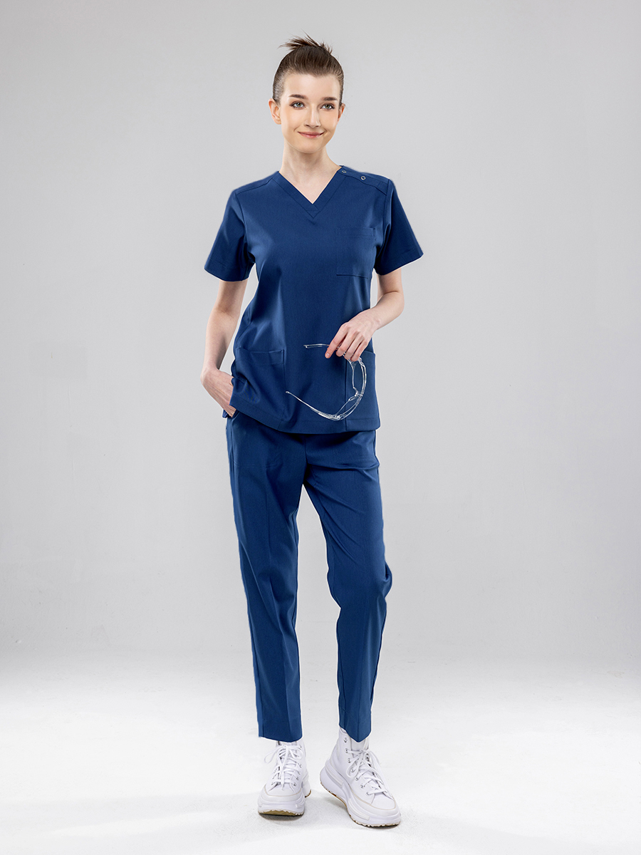 【 AB912-B7 】男女通用-鬆緊抽繩長褲-AB柔挺布-蔚海藍