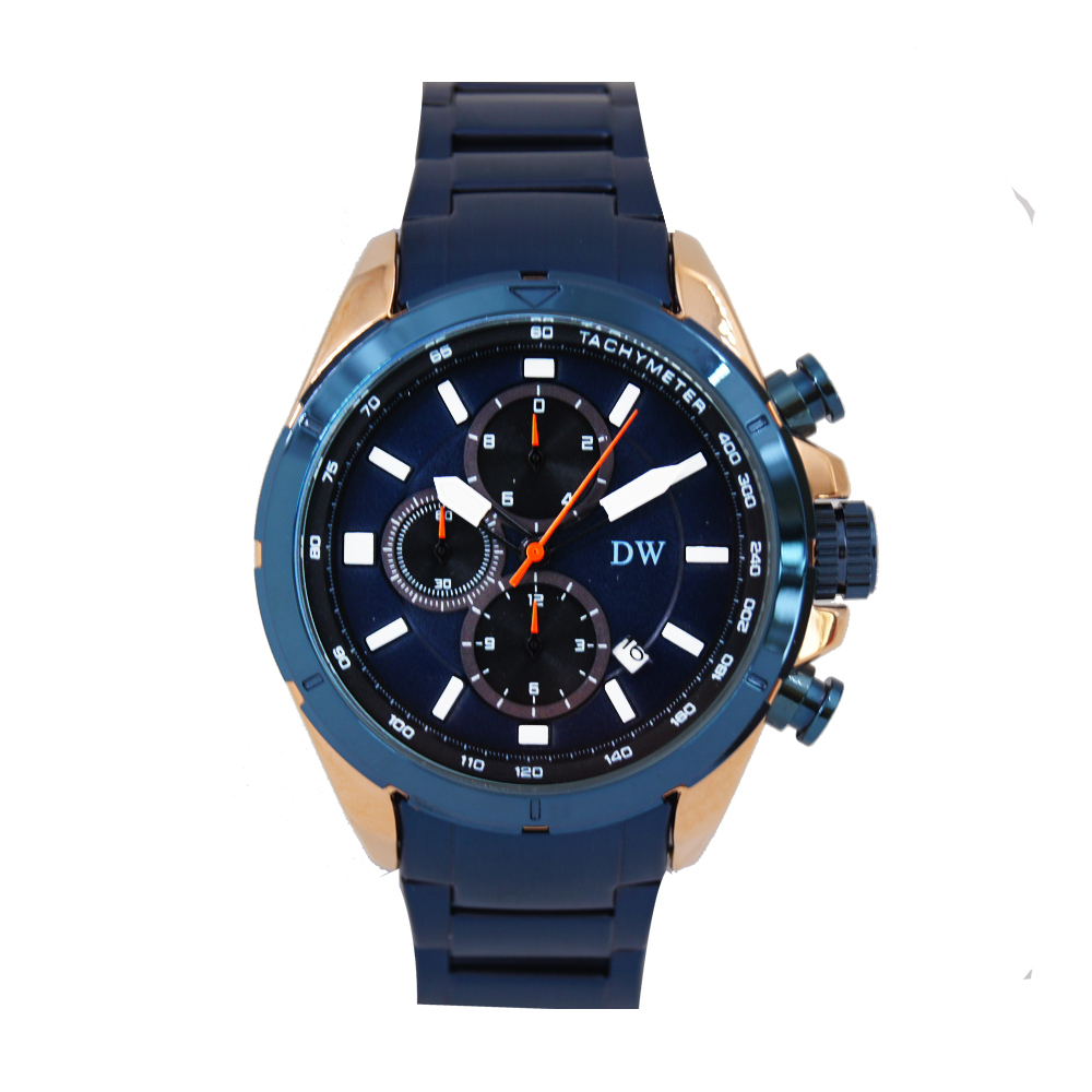 【DW 島武】D3226 簡約設計 真三眼計時 帶日期 不鏽鋼腕錶-