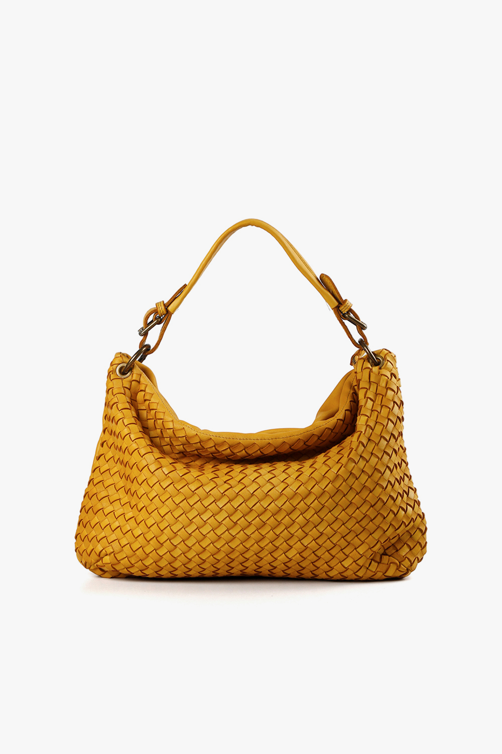 Raffaella 中型編織肩背包 黃色