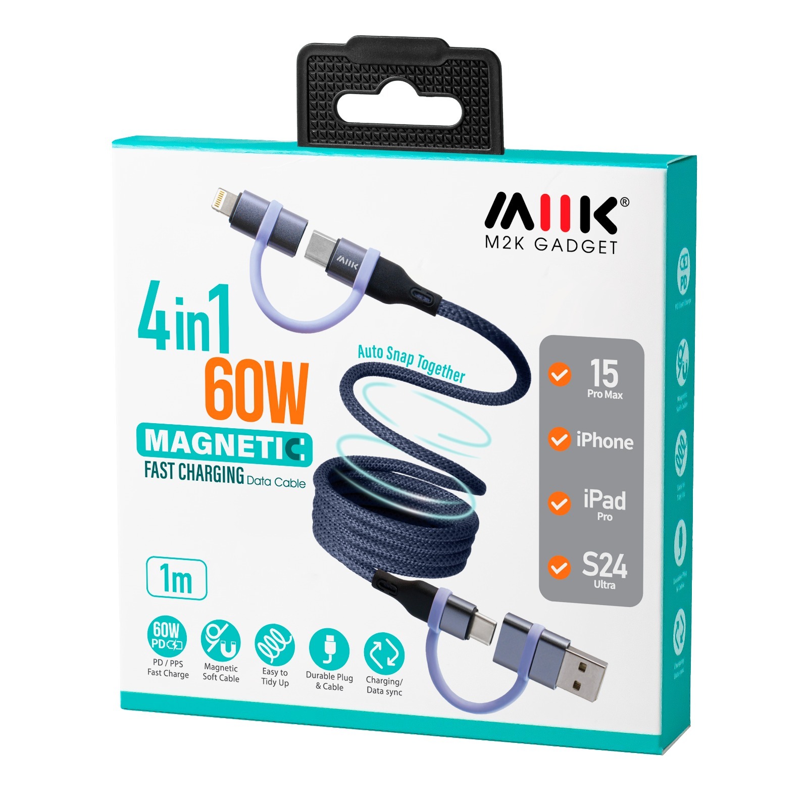 M2K【4合1】60W 磁吸線 - 灰藍色