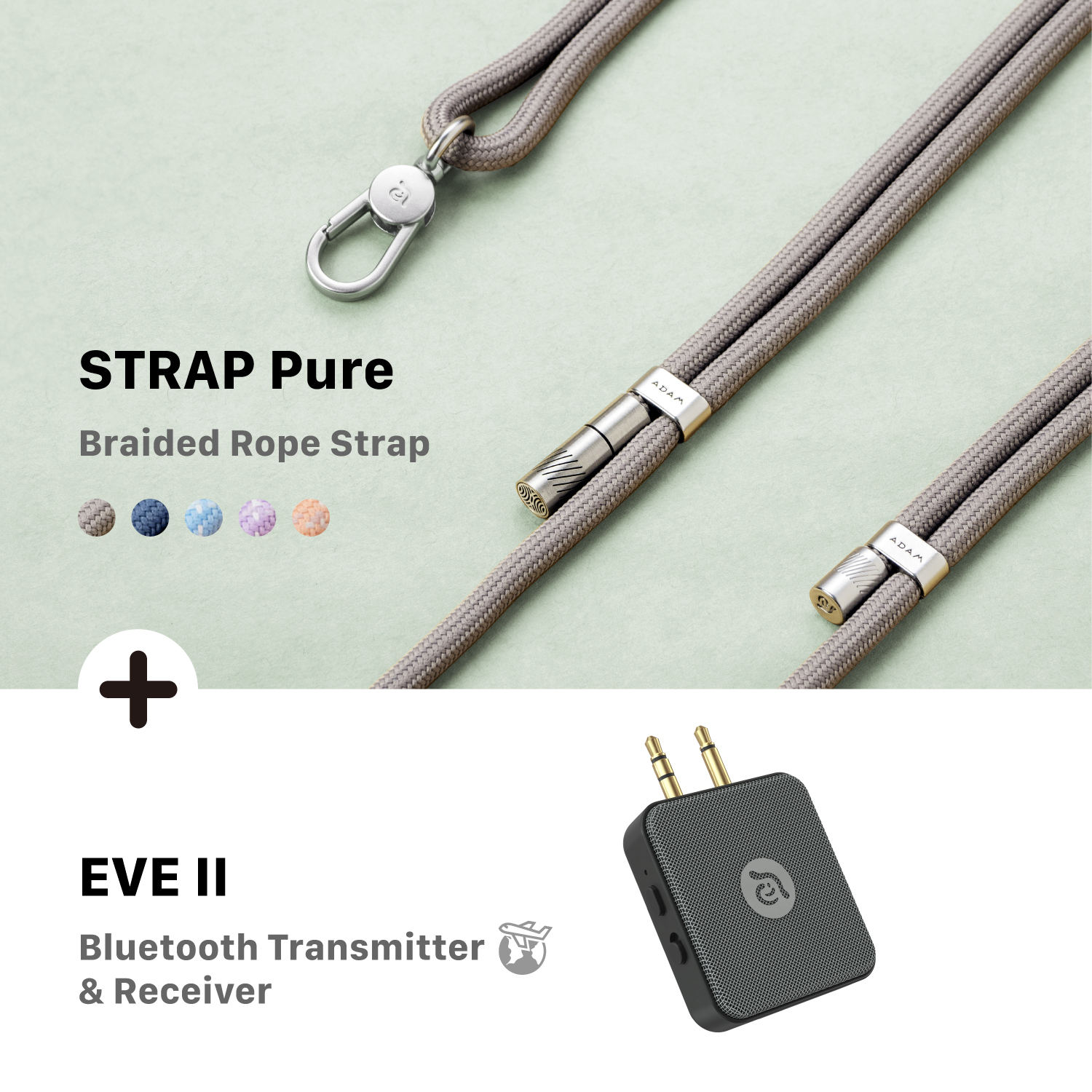 STRAP Pure Braided Rope Strap + EVE II Bluetooth Transmitter & Receiver