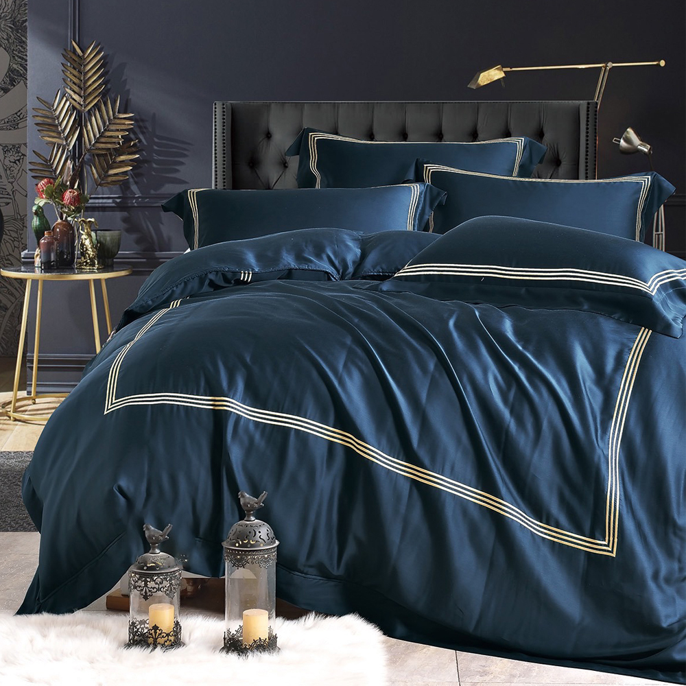 【藍貓Blue cat】刺繡萊賽爾纖維床包兩用被套組