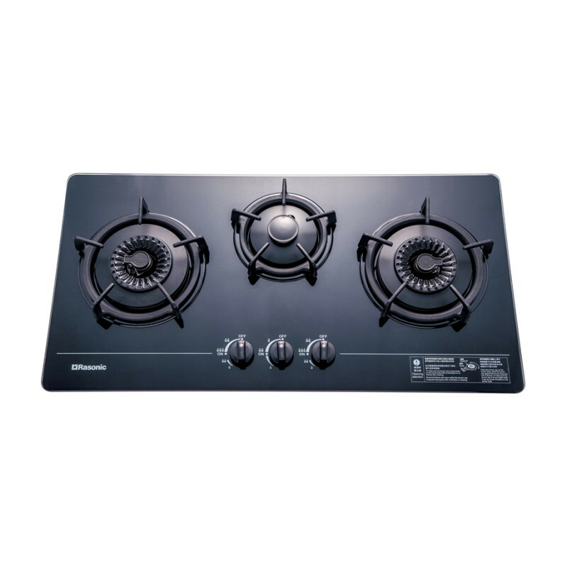 樂信 Rasonic   RG-323AGB ‧座檯‧嵌入式‧「火旋風」三頭煮食爐‧煤氣‧石油氣‧香港行貨,原廠3年保養‧