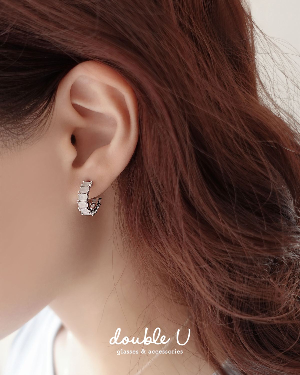 環繞彩石・銀針耳環 (EEN10277)