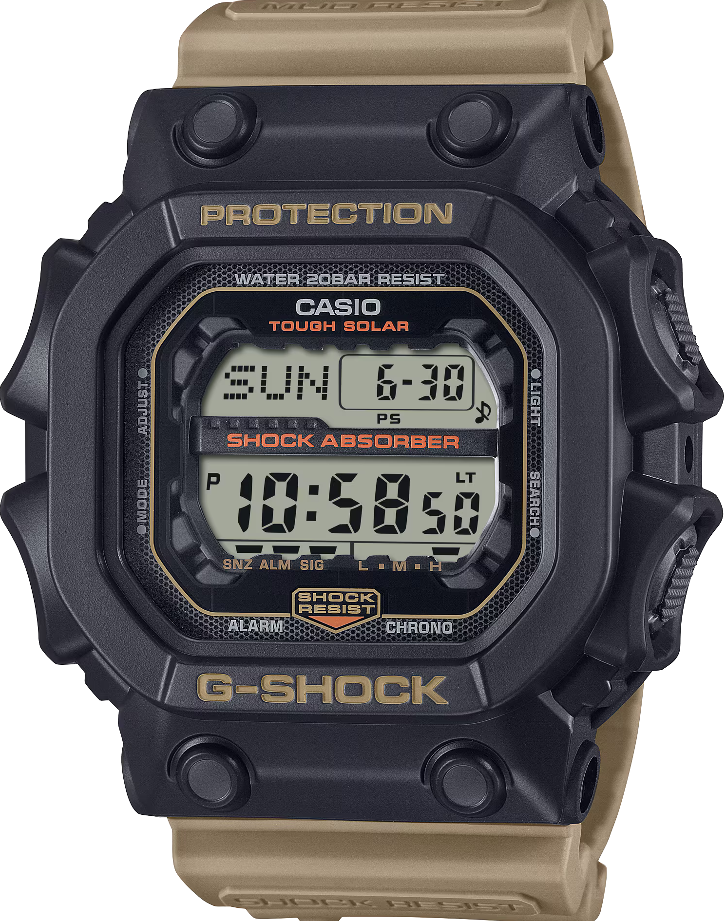 萬年鐘錶 - CASIO卡西歐  G-SHOCK  太陽能大錶徑方形防震電子錶 GX-56TU-1A5 錶徑 : 53.6 MM