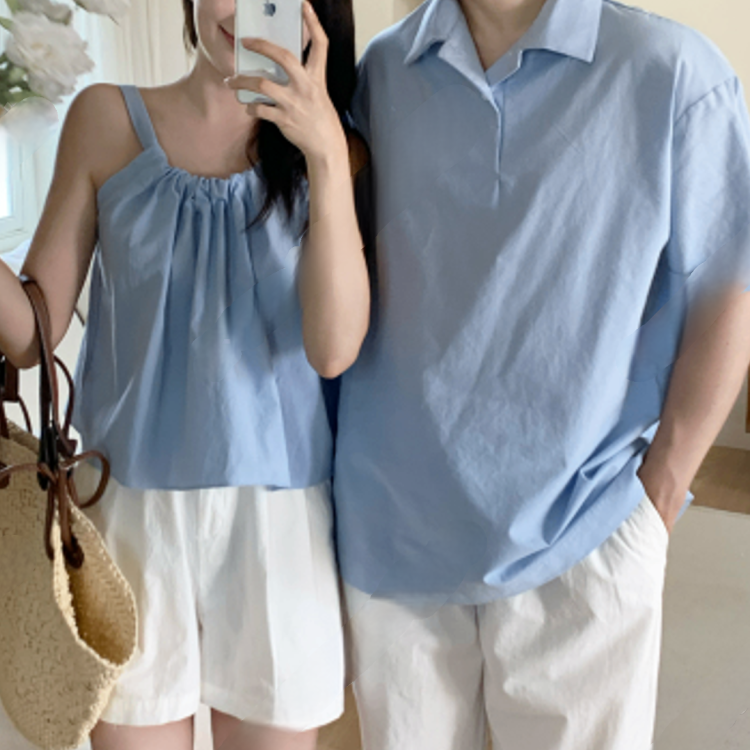 夏季短袖襯衫/抽褶背心 (三色)