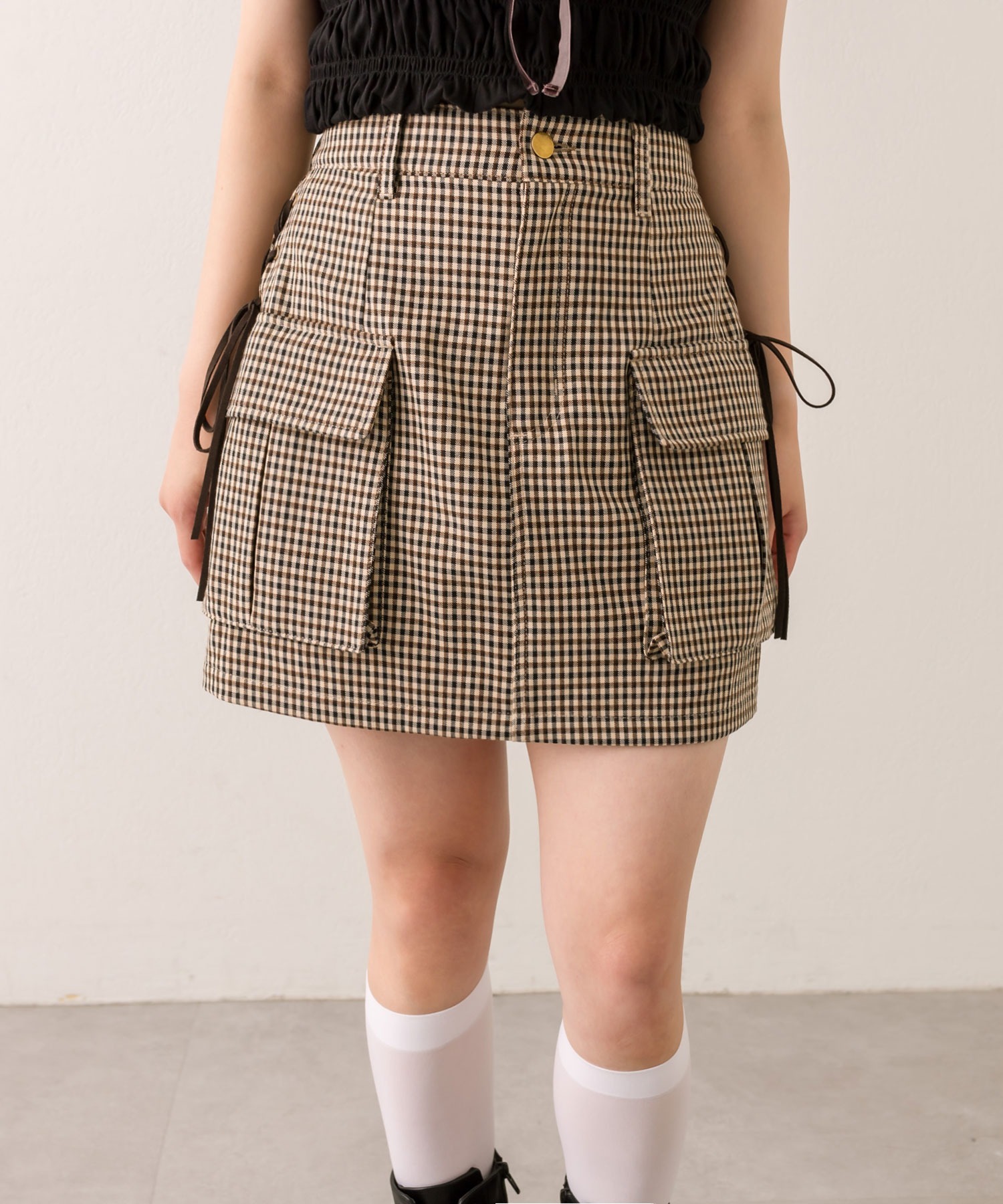 預購 - [預約 9 月] JP 側綁帶工裝迷你裙