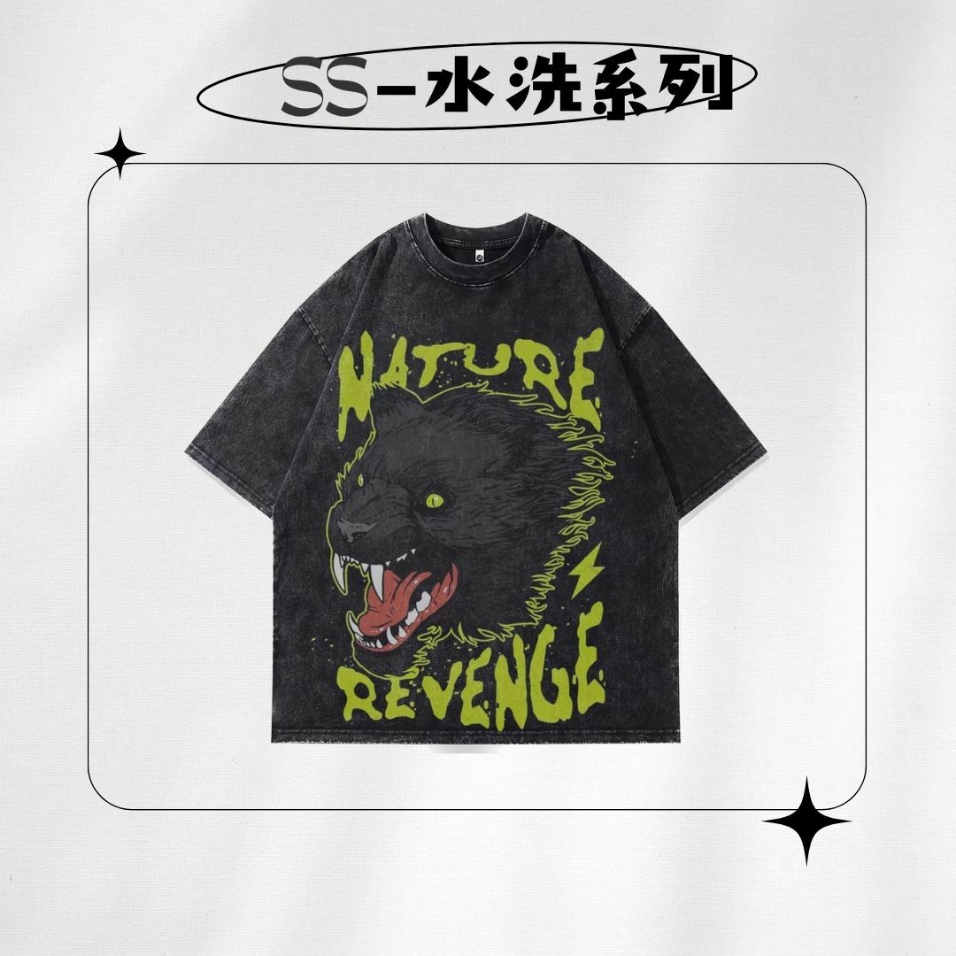 【SS 預購】美式漫畫系列 黑豹元素 水洗短袖上衣