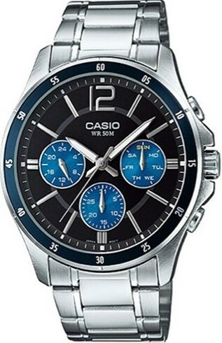 萬年鐘錶 - CASIO 卡西歐  低調奢華三眼不鏽鋼男錶  MTP-1374D-2  錶徑44MM