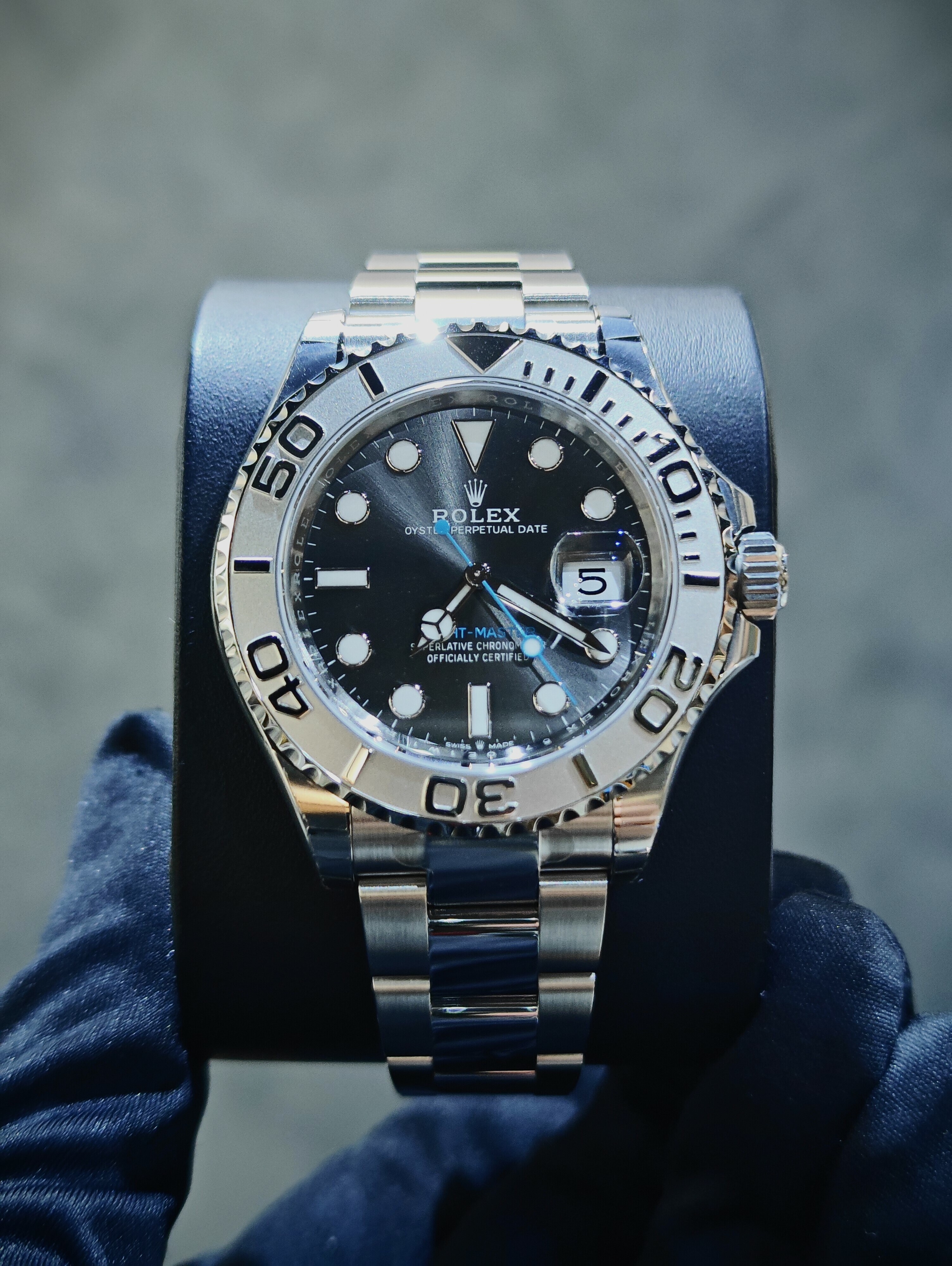 126622 yacht master steel and platinum rhodium grey dia