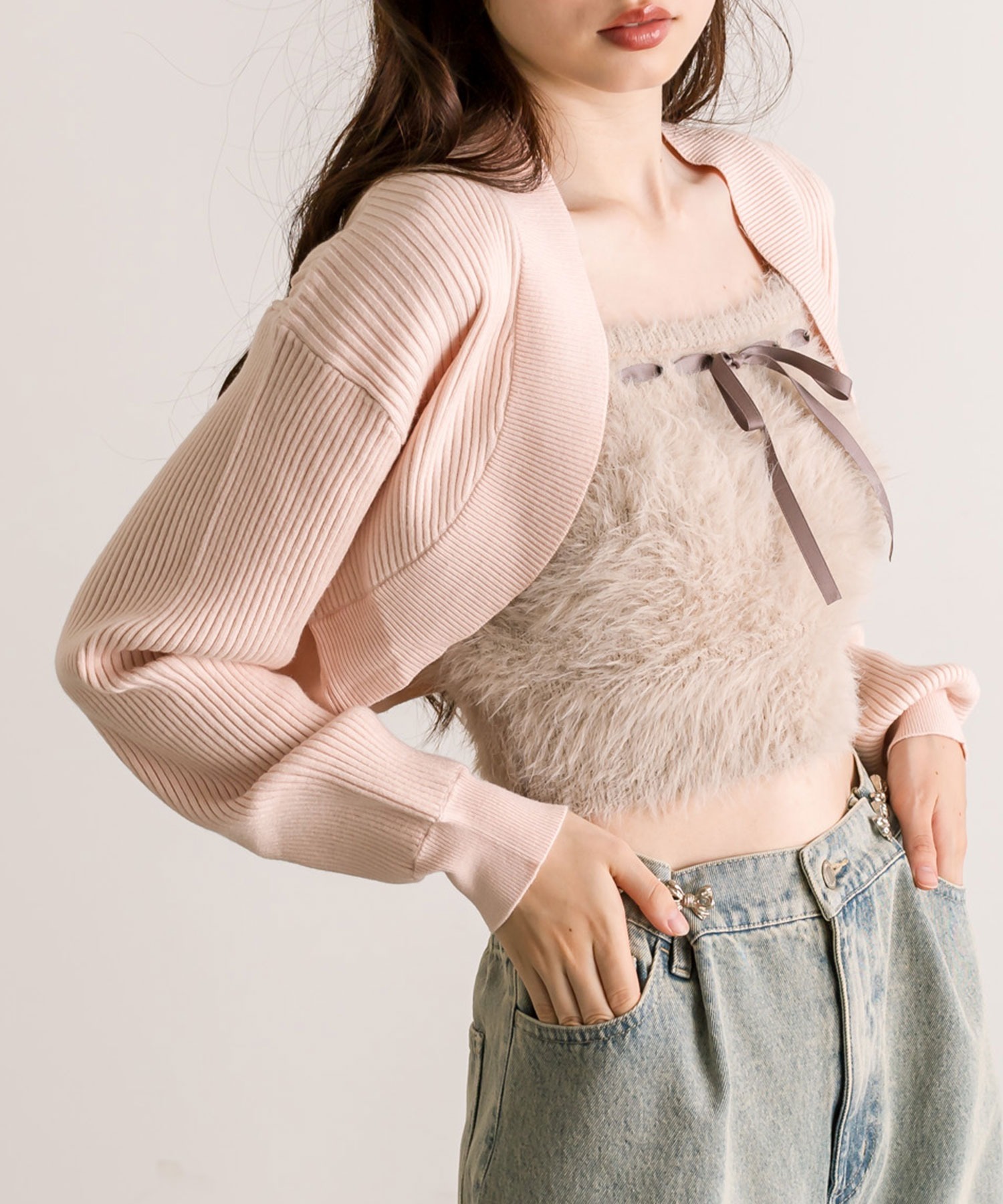 預購 - [預約 9 月] JP 綁帶背心 x 短身外套Set