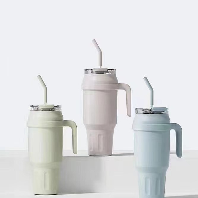 《4665》馬卡龍色系不鏽鋼吸管冰霸杯1200ml