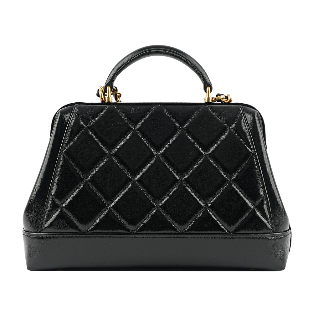 【CHANEL 】CC Logo 亮面小羊皮小款二用包/醫生包(黑色) AS4959 B16872 94305
