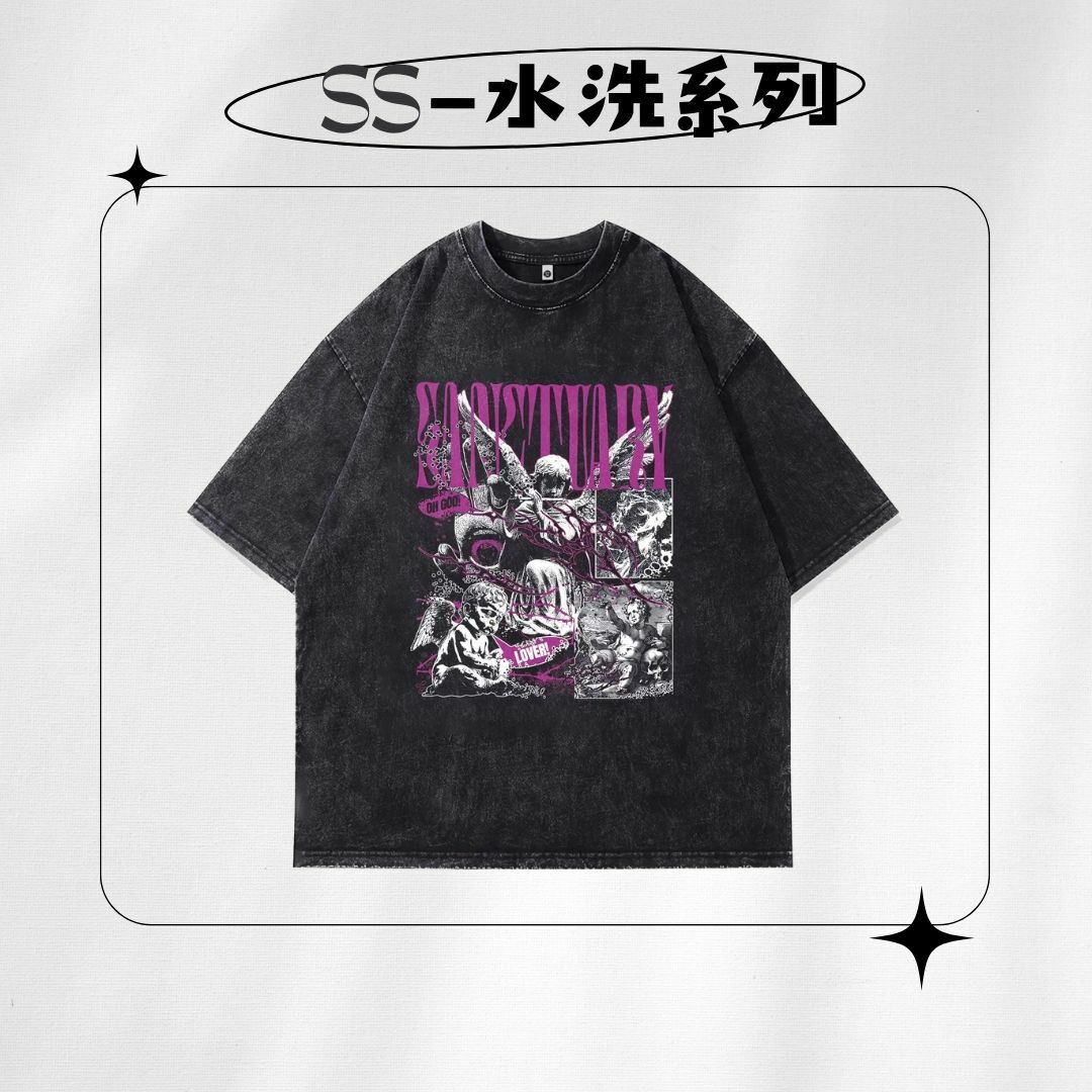 【SS 預購】美式復古系列 天使元素 水洗短袖上衣