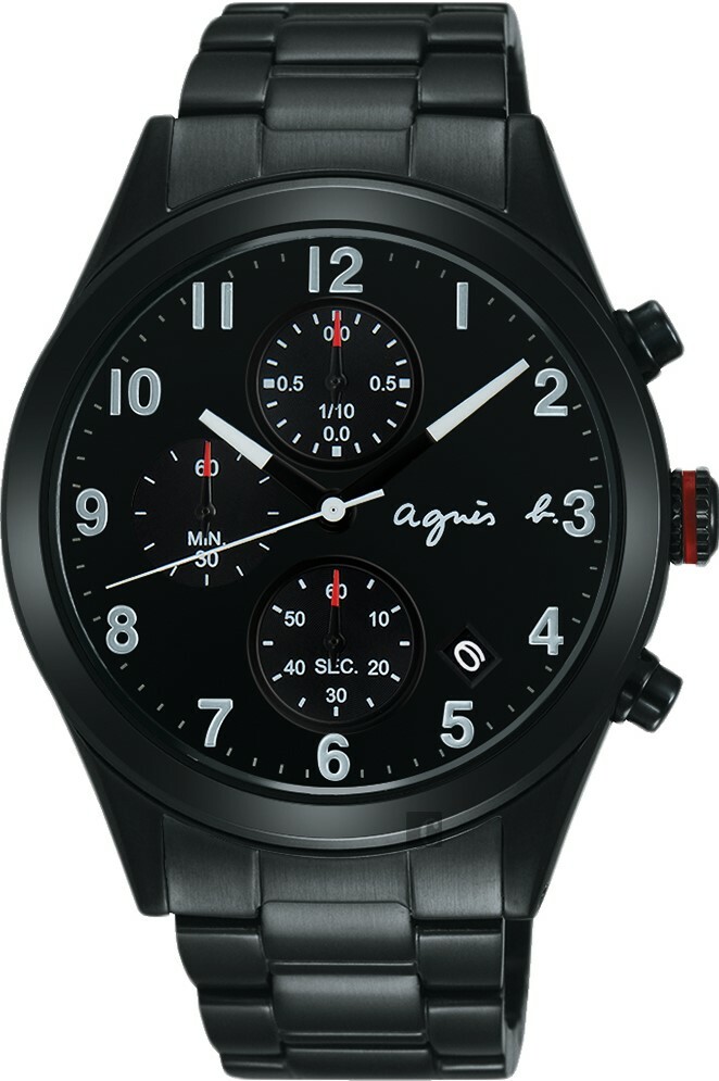 萬年鐘錶 - agnes b.  全黑質感數字男錶  BM3011X1 /  VD57-KT20SD  錶徑40MM