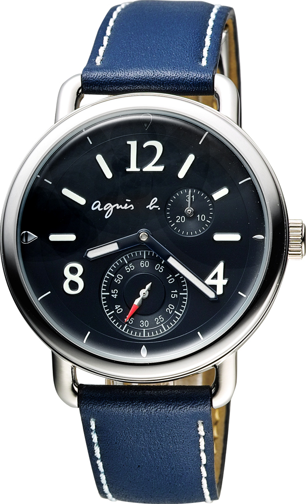 萬年鐘錶 - agnes b.  文青簡約小秒針皮革男錶  BW2003X1 / VD73-KV10A  錶徑40MM