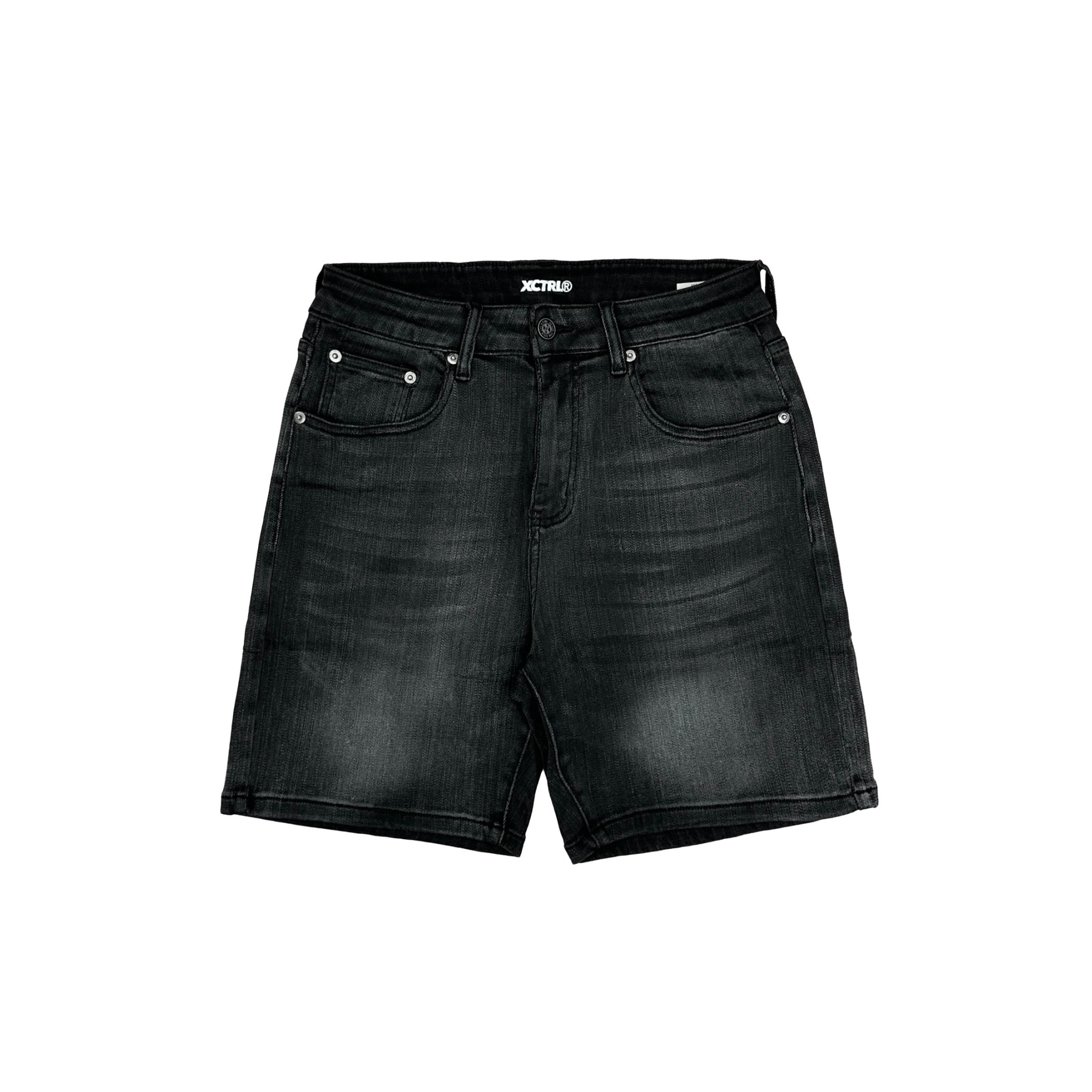 XCTRL 休閒素面牛仔短褲-黑
