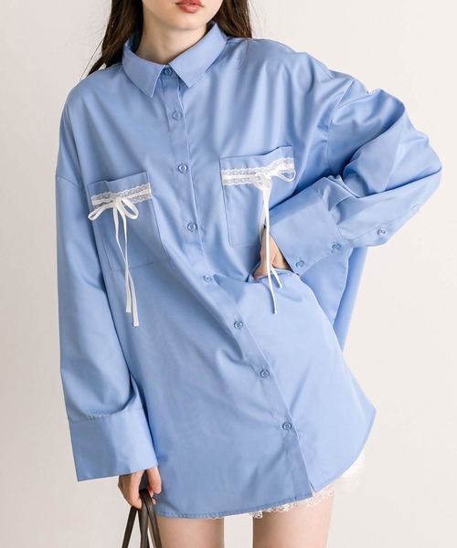預購 - JP 緞帶Pocket BIG Shirt
