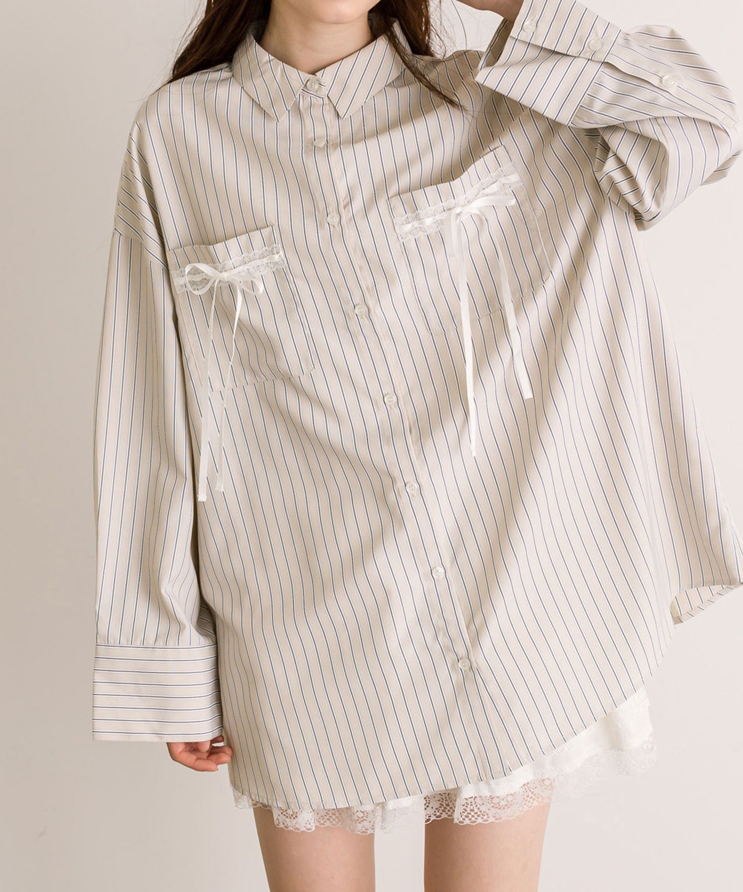 預購 - JP 緞帶Pocket BIG Shirt