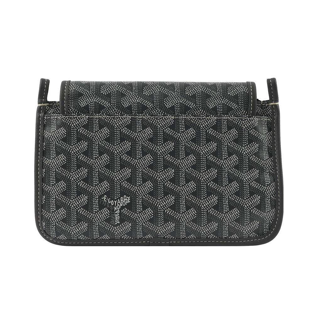 【GOYARD】Plumet PM 塗層帆布扁形皮夾式斜背包(灰色) PLUMETPMLTY51CL51P
