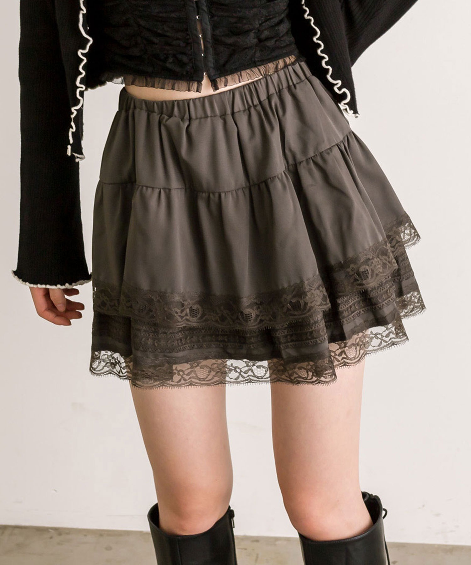 預購 - [預約 10 月] JP 蕾絲層層迷你裙