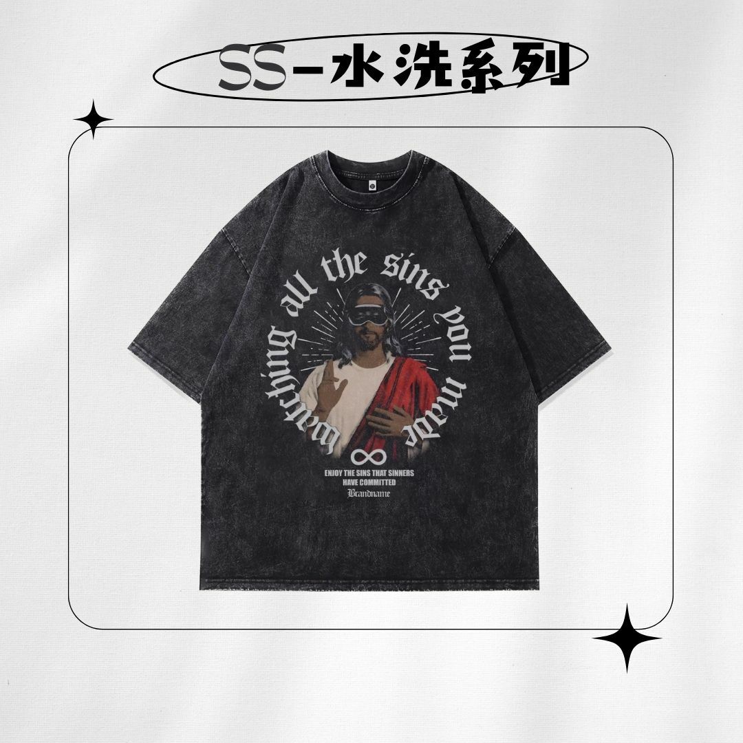 【SS 預購】美式系列 人像元素 耶穌 水洗短袖上衣