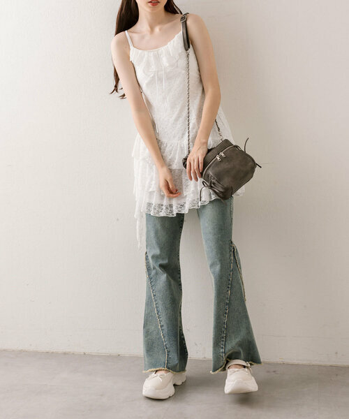 預購 - JP 美腿喇叭彈性牛仔長褲