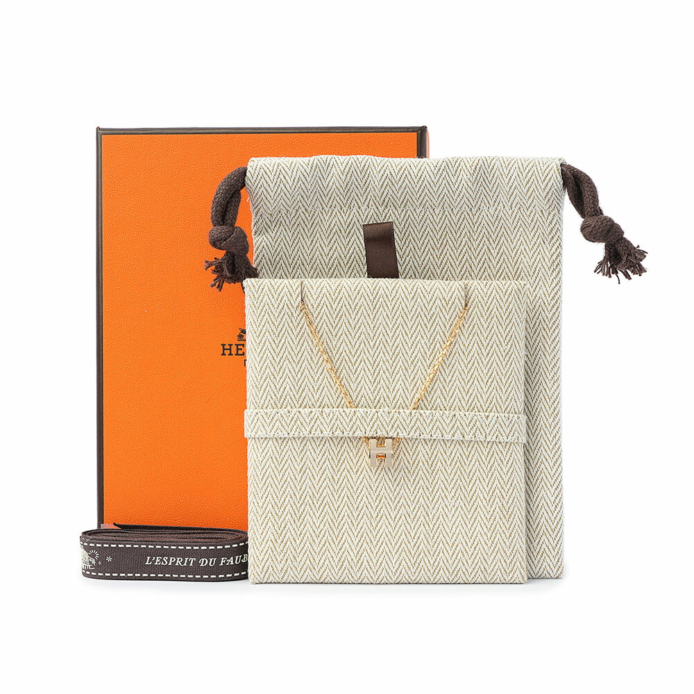 【HERMES】Mini Pop H pendant 立體橢圓簍空項鍊(奶茶色/金色) H147992F 55