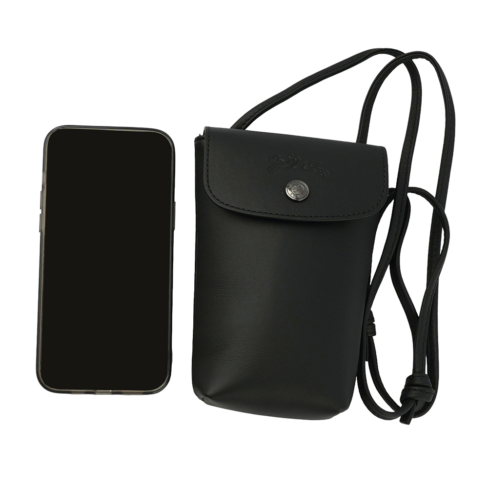 【LONGCHAMP】Le Pliage Xtra 小牛皮斜背手機包(黑色) 34178 987 001