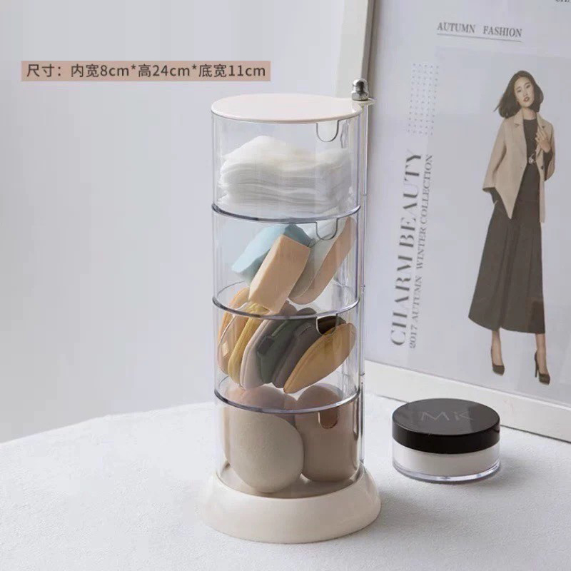 透明壓克力層次旋轉粉撲收納盒 / 2款