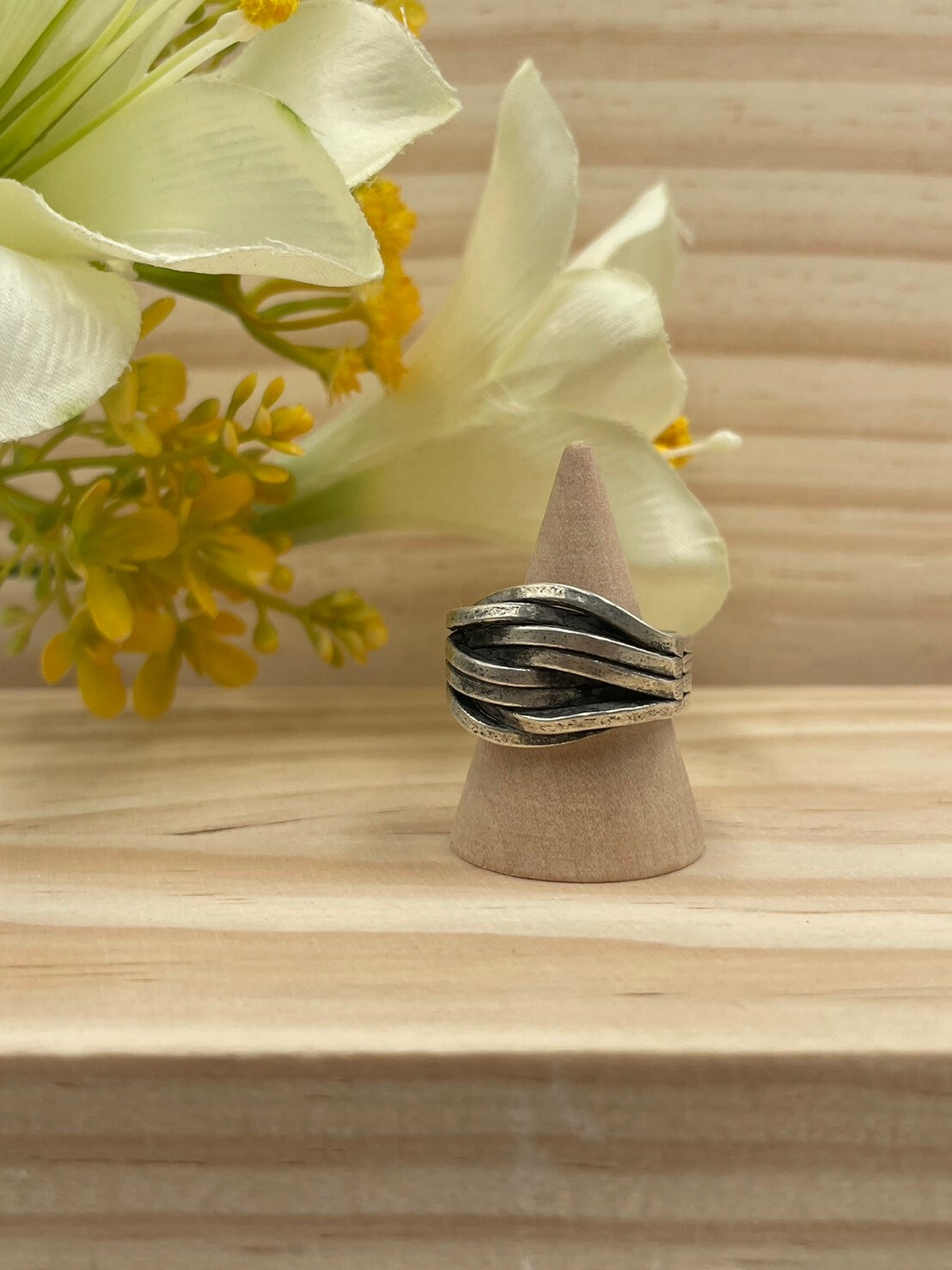 No.11手工藏銀絲卷戒指戒圍2cm