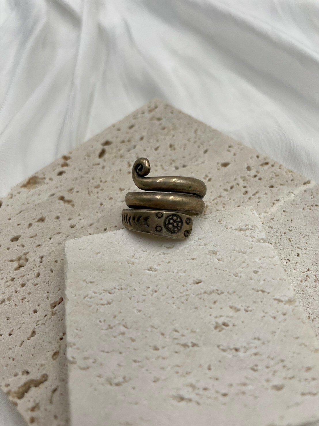 No.13手工藏銀復古卷尾戒指戒圍2cm