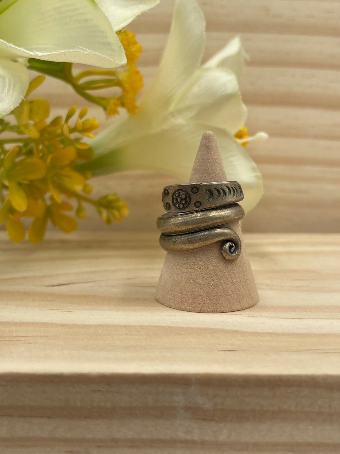 No.13手工藏銀復古卷尾戒指戒圍2cm