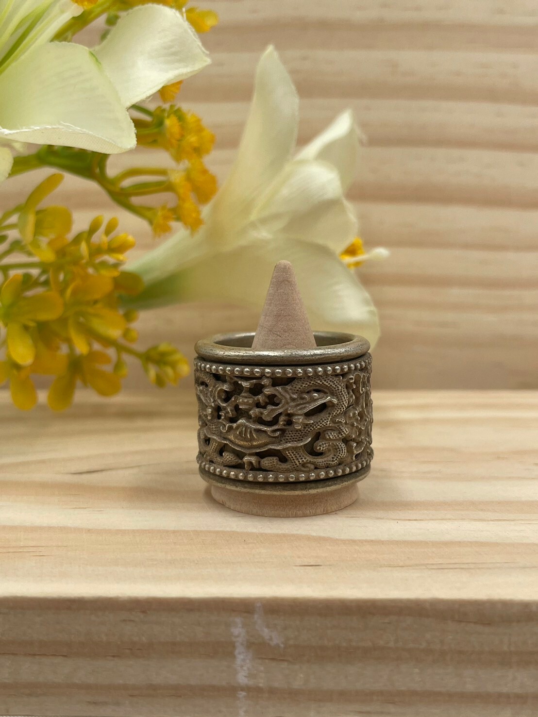 No.1藏銀浮雕雙龍戲珠扳指戒圍2.2cm寬2cm