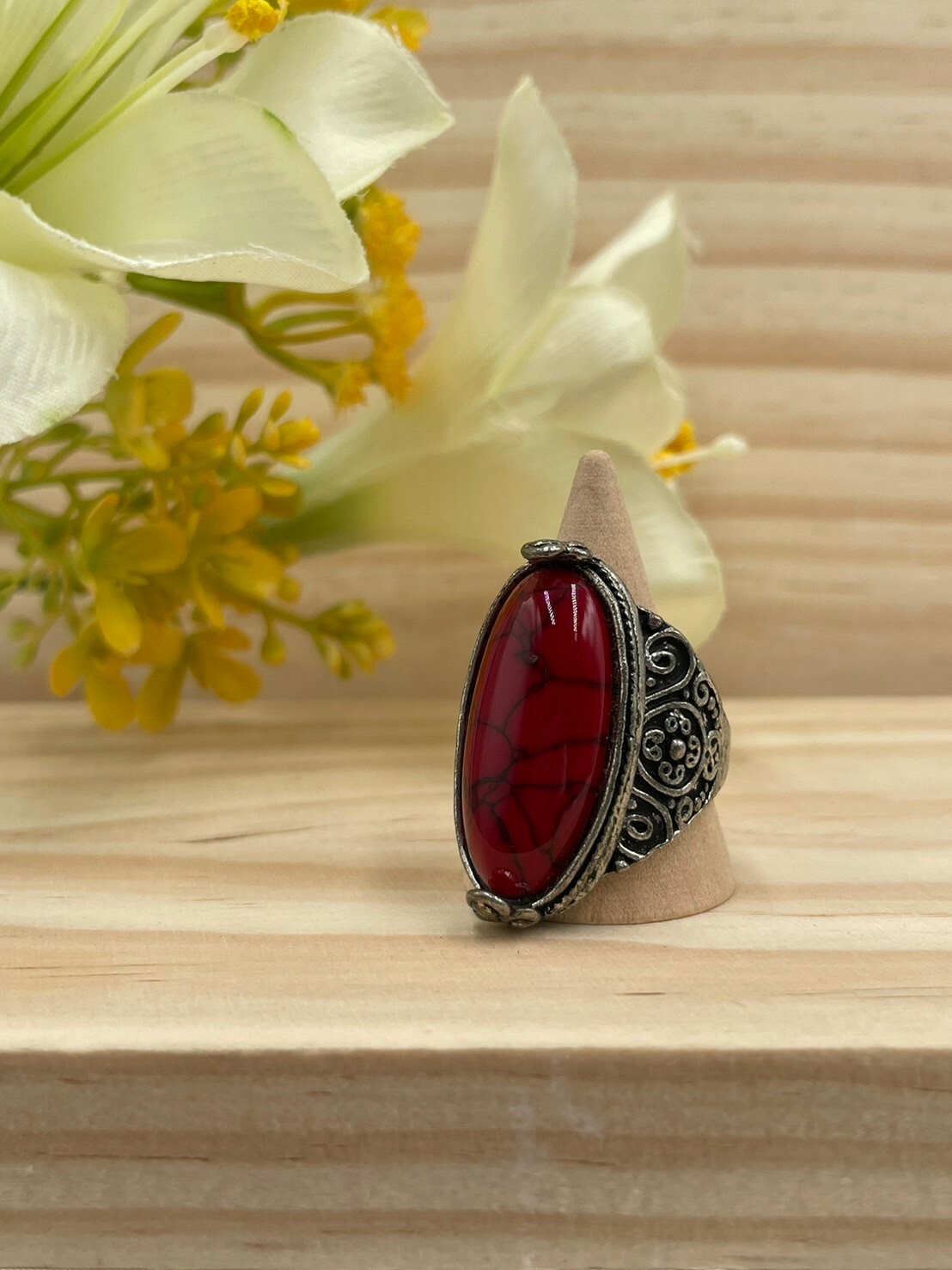 No.21紅寶石藏銀戒指戒圍2.2cm