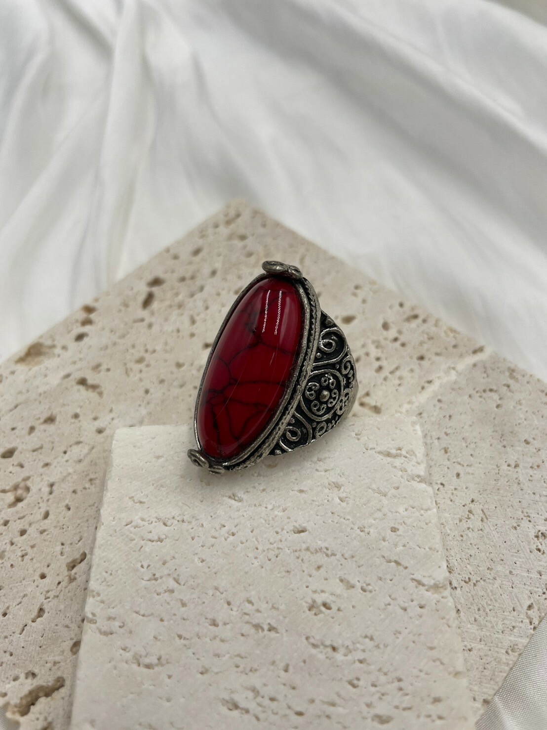 No.21紅寶石藏銀戒指戒圍2.2cm